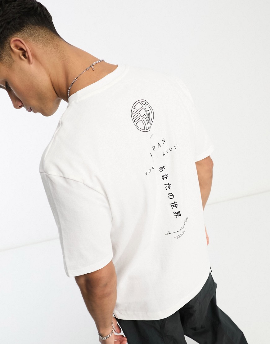 River Island short sleeve circle japanese t-shirt in white