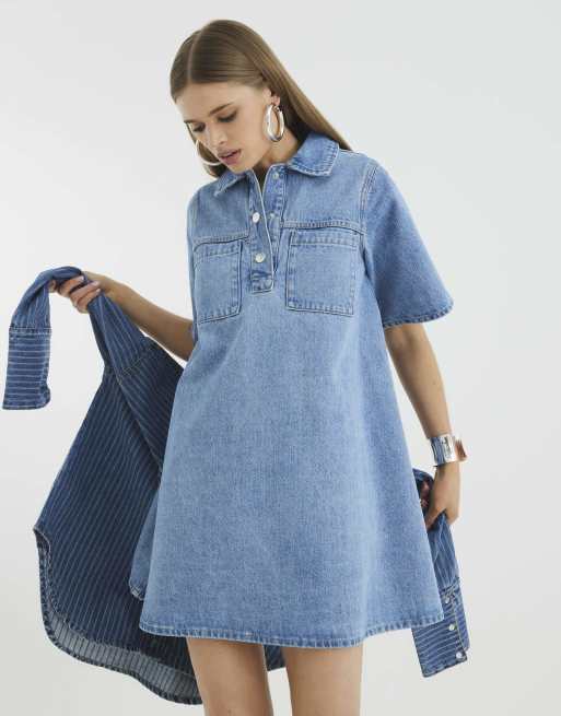 denim shirt dress river island Blue Denim Denim Shirt Dress River Island Blue Denim Long Sleeve Belted  Shirt Dress