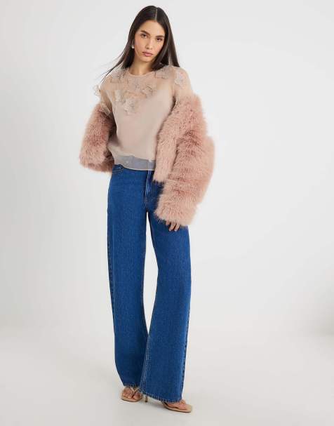 River Island Short sleeve embellished flower blouse in pink - light