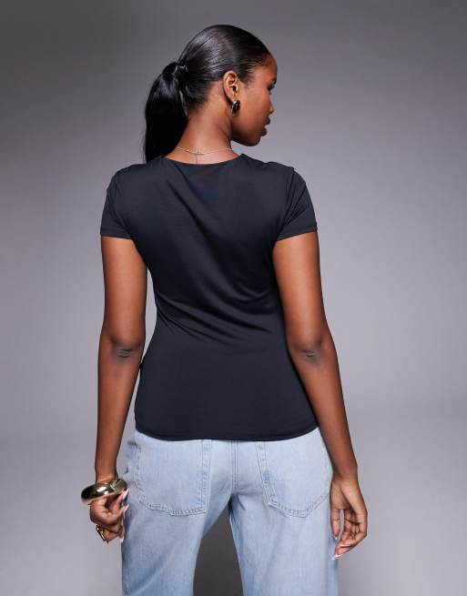 River Island short sleeve jersey tee in black, 3 of 4