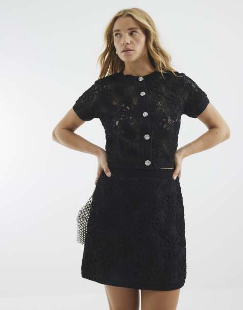 River Island Short sleeve lace cardigan in black - view 1