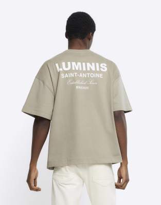 River Island short sleeve luminis t-shirt in light khaki