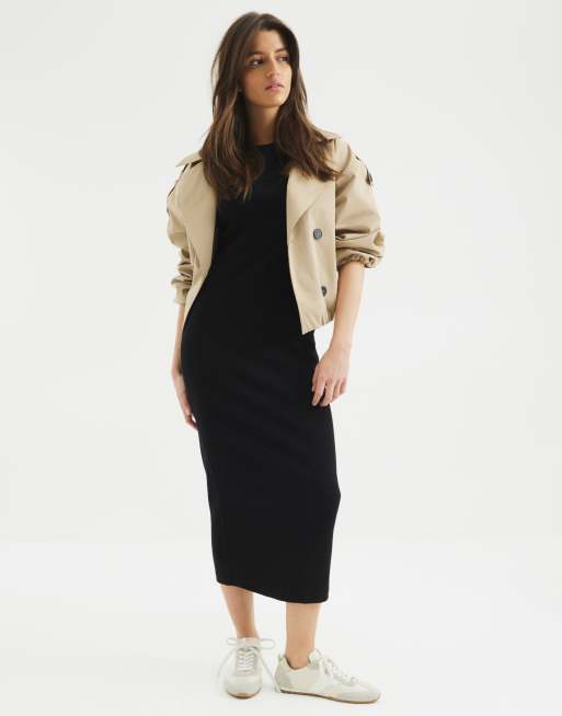 River Island short sleeve midi dress in black ASOS