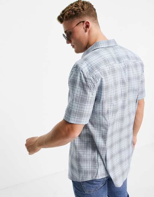 River Island short sleeve muscle fit check shirt in blue, 2 of 4