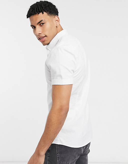Shirts River Island short sleeve muscle fit oxford in white 