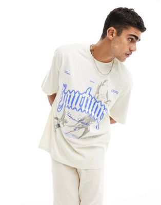 River Island short sleeve neon swallow t-shirt in white