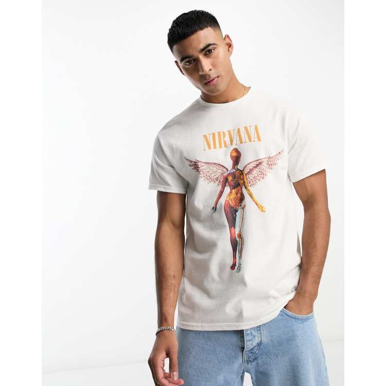 River Island short sleeve nirvana t-shirt in white | ASOS