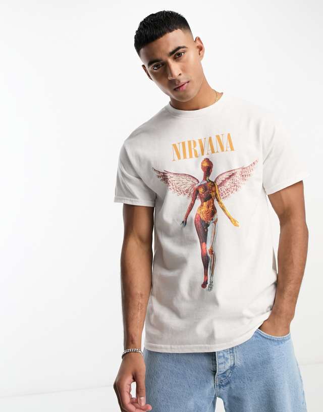 River Island short sleeve nirvana t-shirt in white