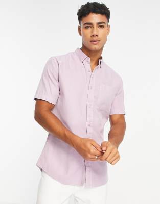 River Island short sleeve one pocket shirt in purple