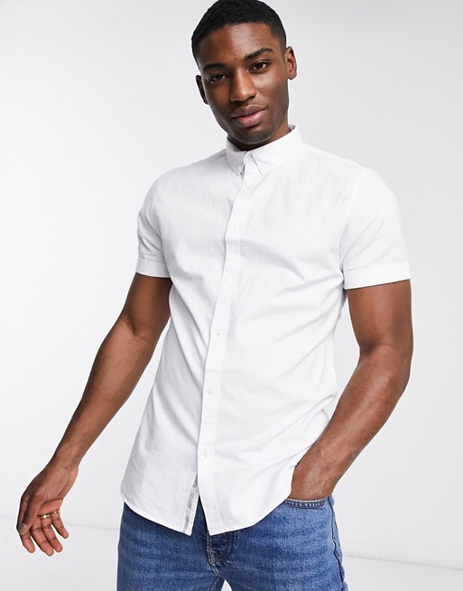River Island short sleeve oxford shirt in white