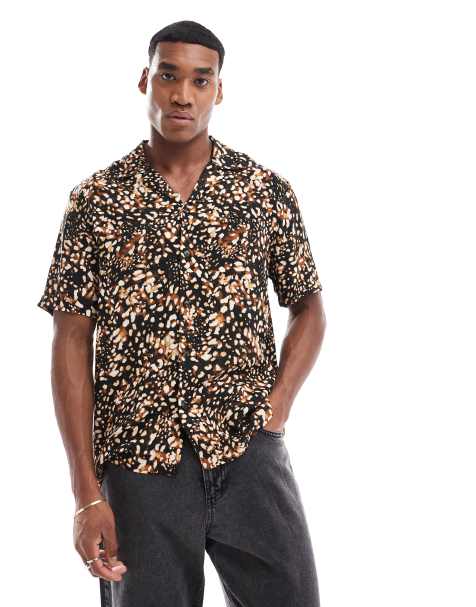 River Island short sleeve shirt in animal print - view 1