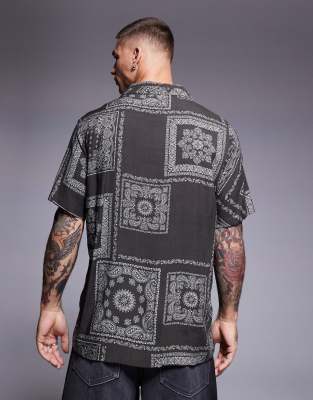 River Island Short Sleeve Shirt In Black