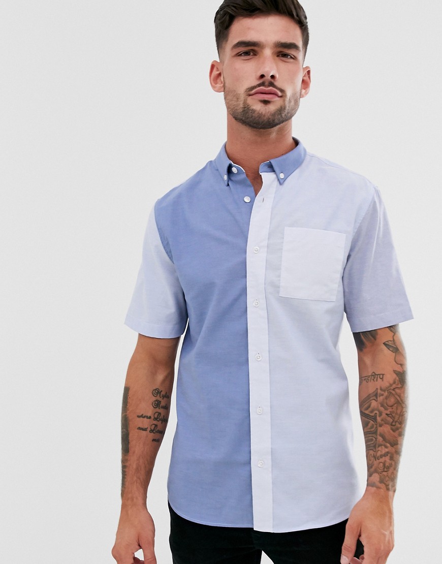 River Island short sleeve shirt in blue colour blocking