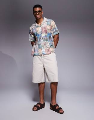 River Island short sleeve shirt in Japanese inspired scenic print