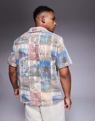 River Island short sleeve shirt in Japanese inspired scenic print
