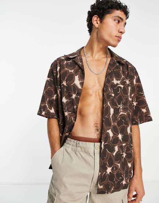 brown floral shirt