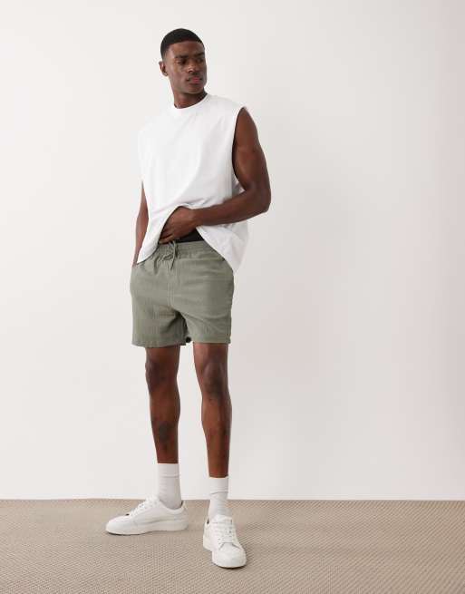 River Island - Short van seersucker met elastische taille in groen, 2 van 5