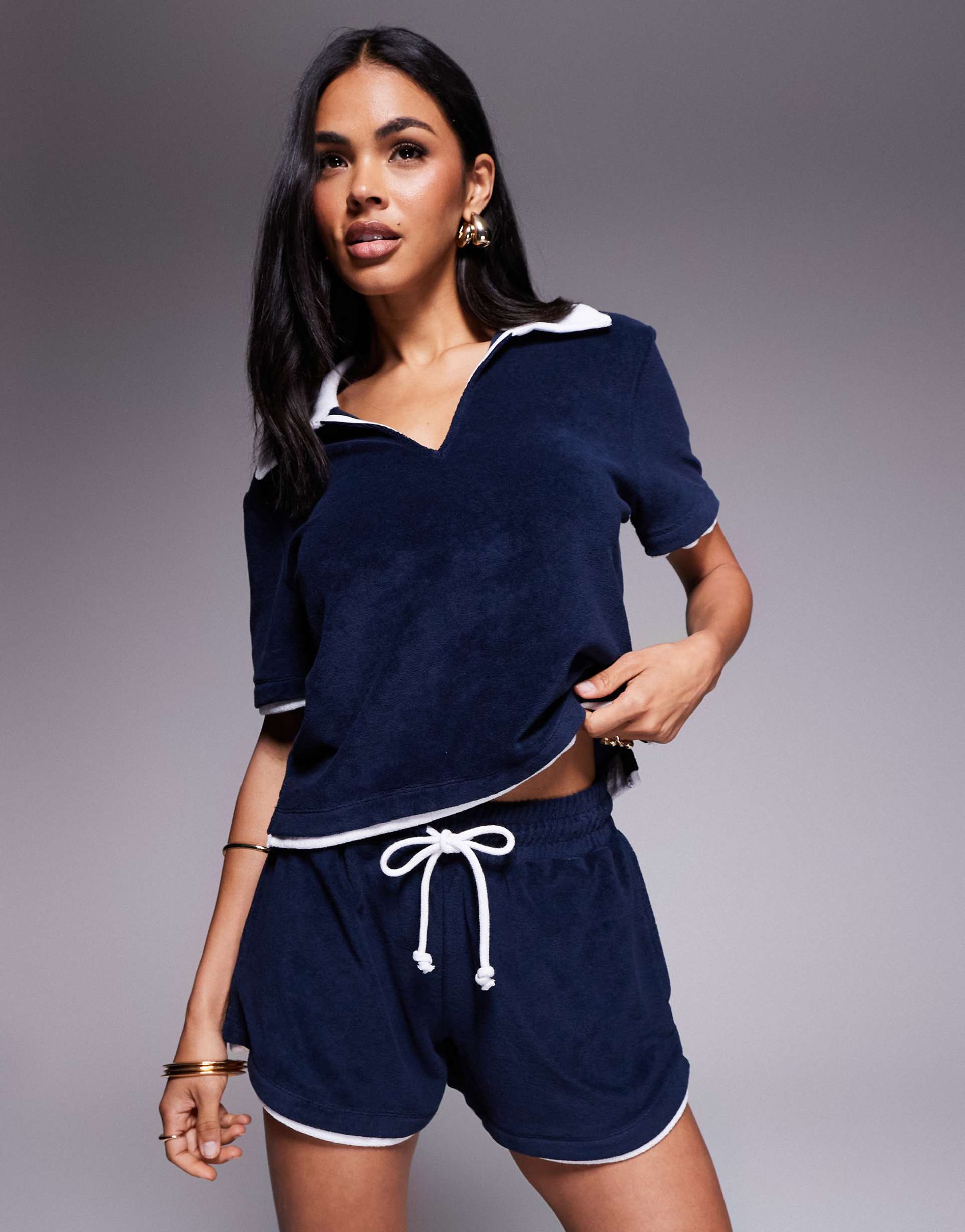 river island shorts in navy terrycloth - part of a set