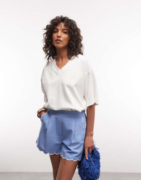 River Island - Shorts met geschulpte rand in blauw - view 1