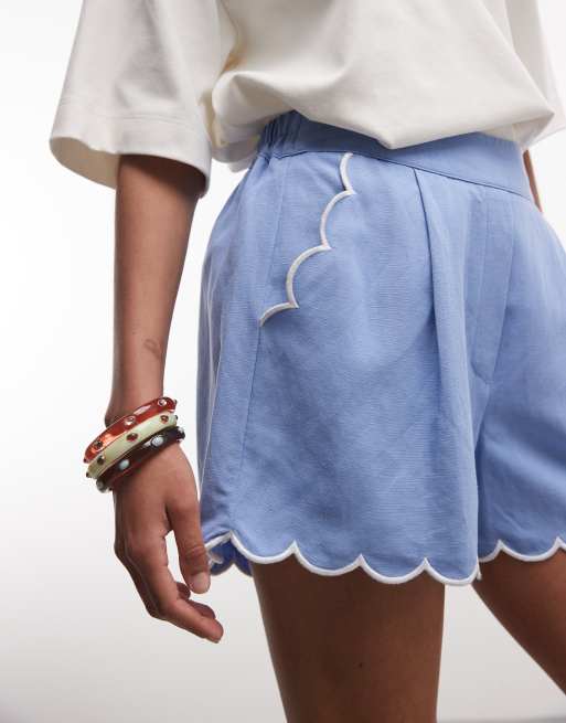 River Island - Shorts met geschulpte rand in blauw, 4 van 5