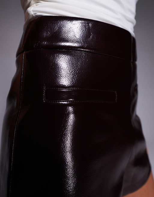 River Island - Shorts van imitatieleer met hoge taille in bordeauxrood, 5 van 5
