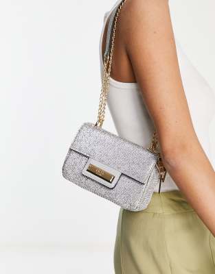 River Island diamante cross body bag in silver