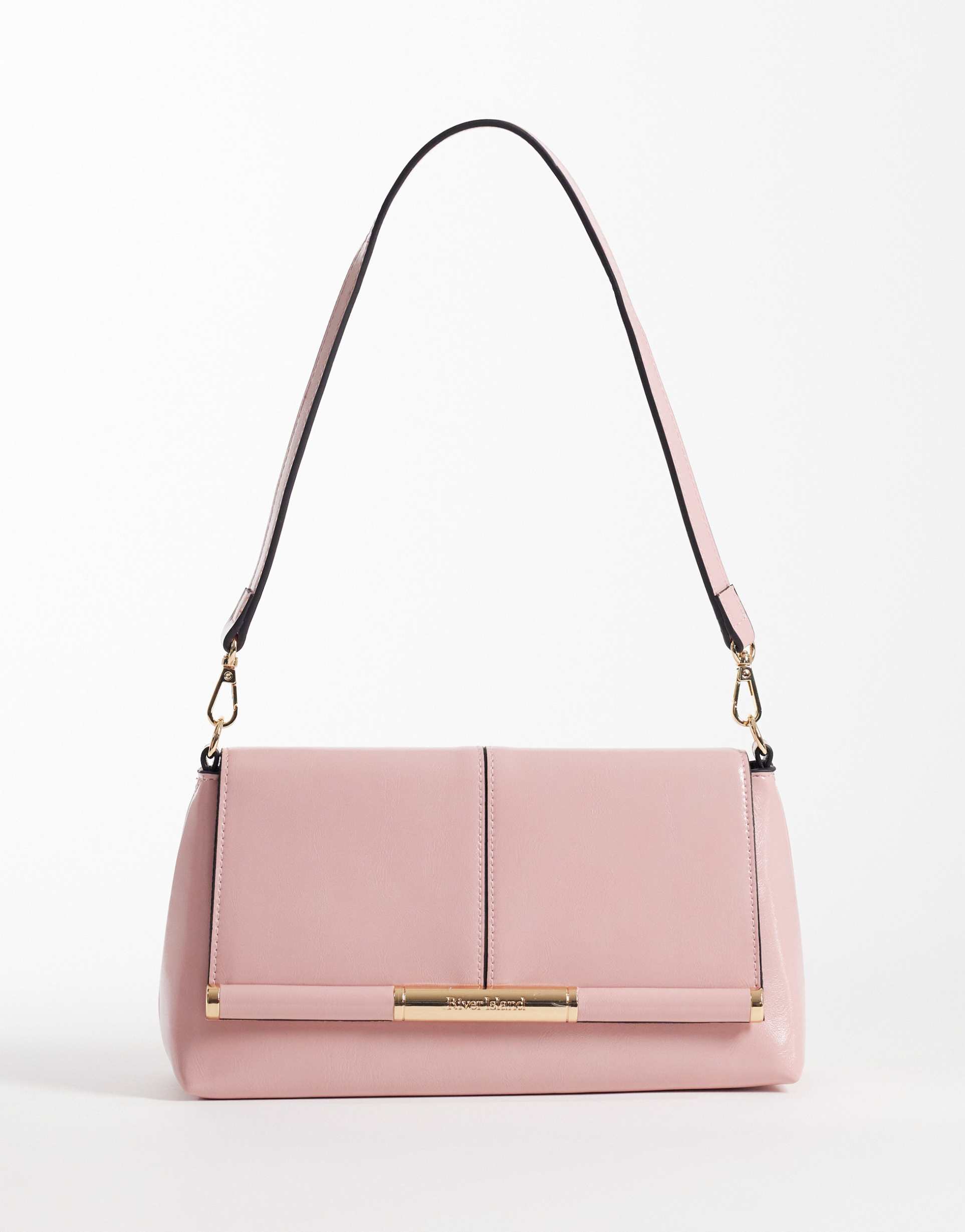 river island shoulder strap clutch purse in pink