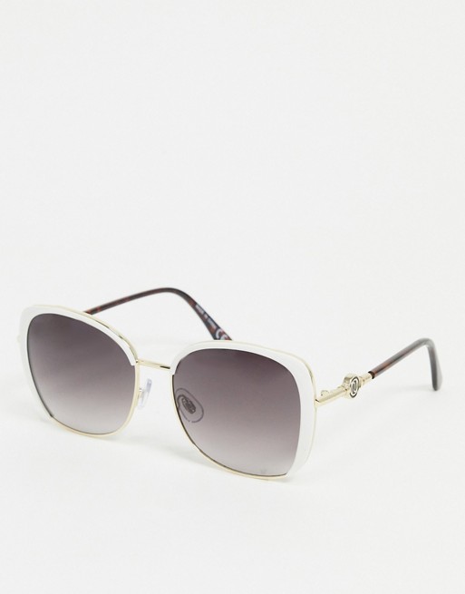 River Island side frame oversized sunglasses in white