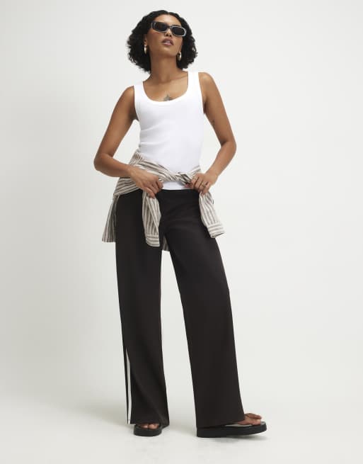 River Island Side stripe joggers in brown , 2 of 4
