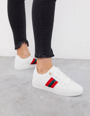 white stripe side lace up plimsolls