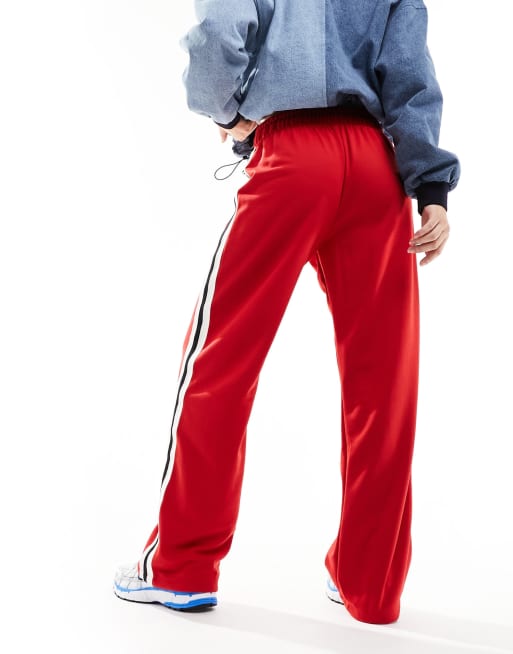 River Island Side stripe wide leg joggers in red ASOS - Technical View