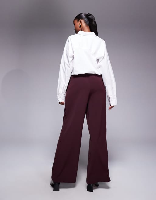 River Island side striped wide leg jogger in burgundy, 5 of 5