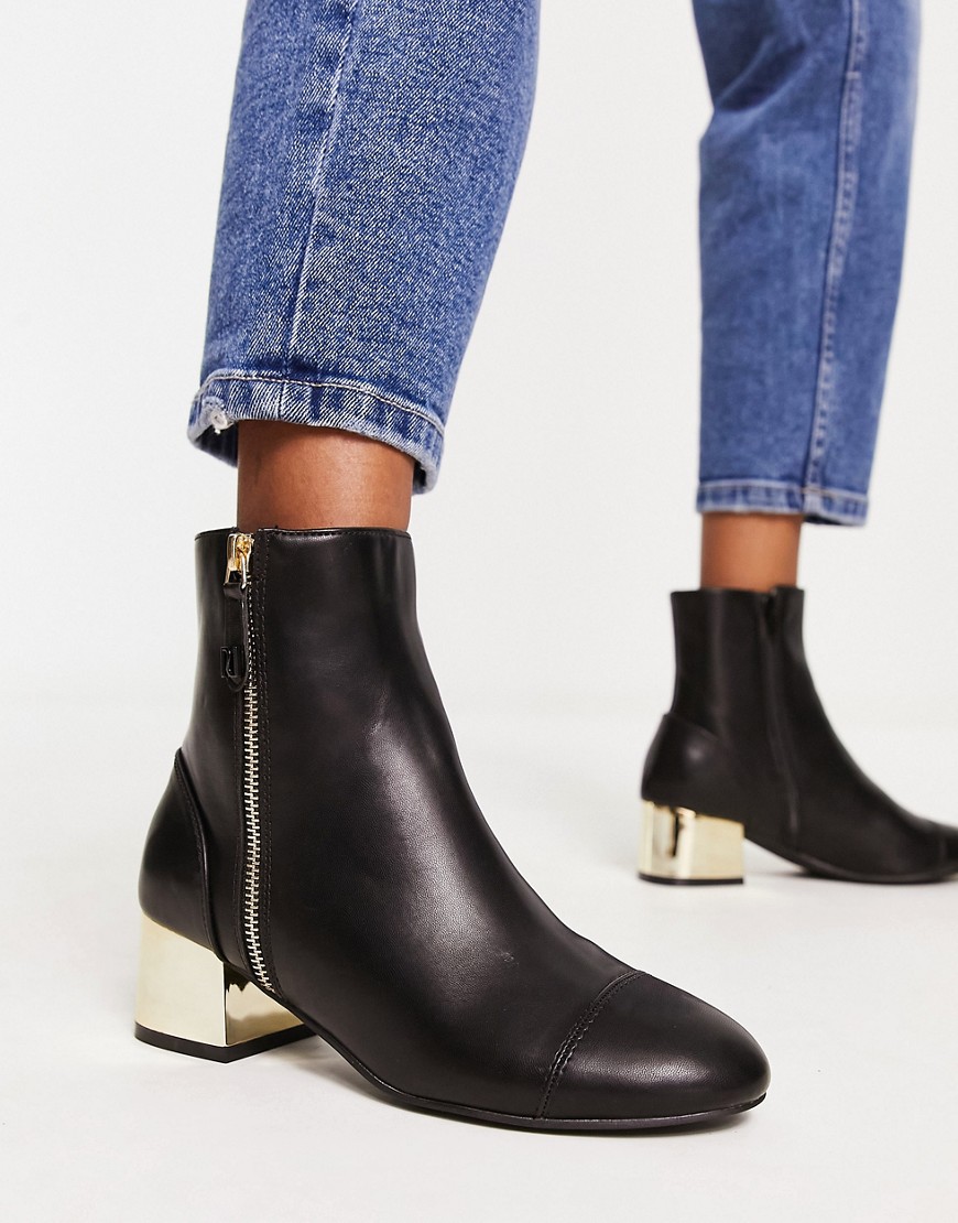 River Island side zip ankle boots in black