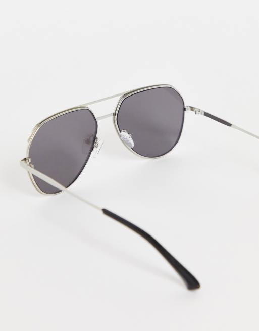 River Island – Silberfarbene Pilotensonnenbrille mit verspiegelten Gläsern, 2 von 4
