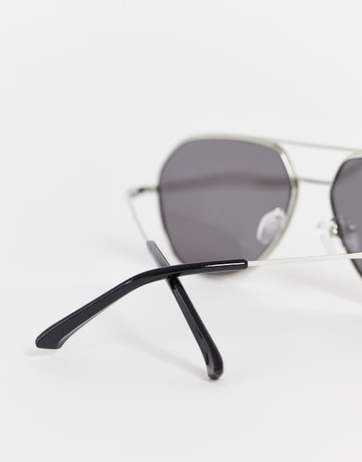 River Island – Silberfarbene Pilotensonnenbrille mit verspiegelten Gläsern, 4 von 4