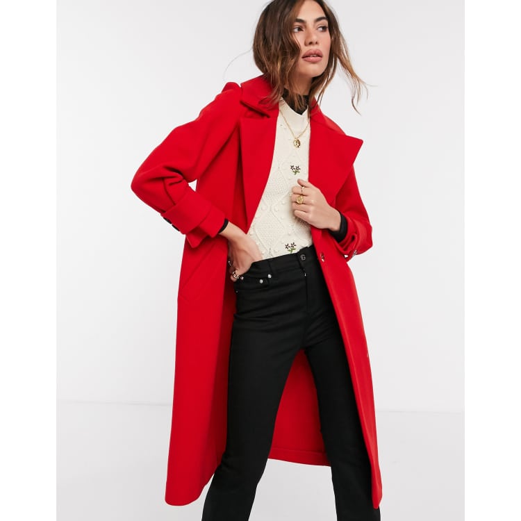 River island red deals coat