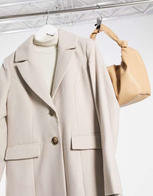 Beige slim 2025 fit longline coat