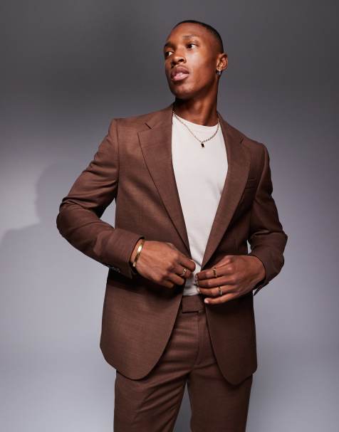 River Island single breasted suit jacket in rust - view 1