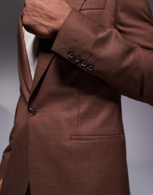 River Island Single Breasted Suit Jacket In Brown