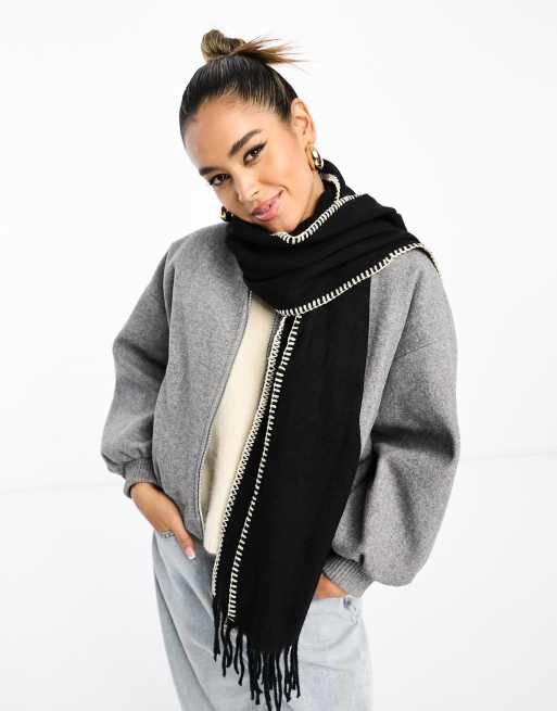 River Island - Sjaal met festonsteek in zwart