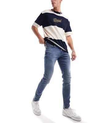 River Island Skinny Aslan jeans in Blue - ASOS Price Checker