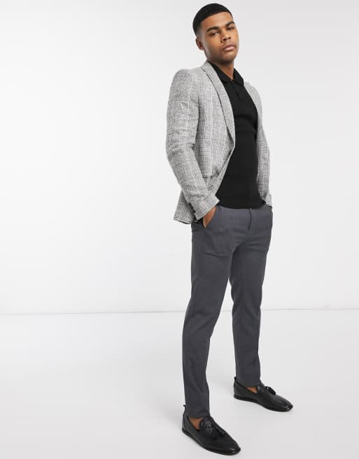 River Island skinny blazer in gray check, 4 of 4