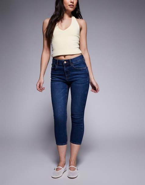 River Island skinny capri jeans in navy blue - view 1