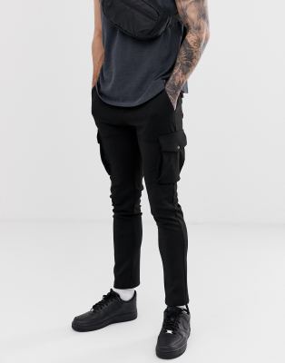 black skinny cargo trousers