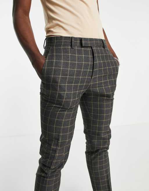 River Island skinny check pants in gray, 4 of 4