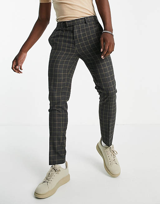 River Island skinny check trousers in grey