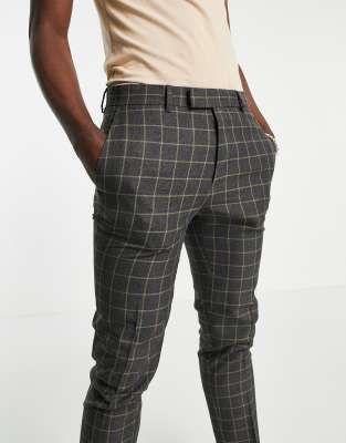 skinny check trousers mens