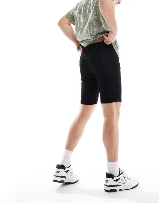 River Island skinny denim short in black