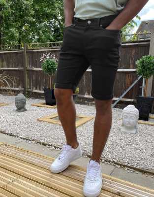 slim fit black shorts