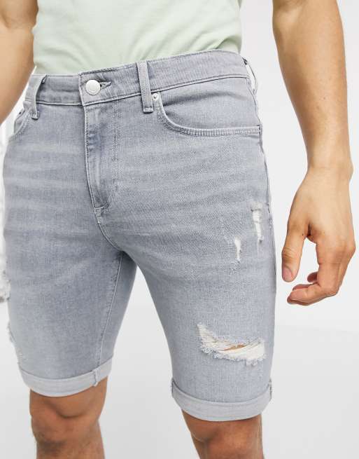 River island store mens denim shorts